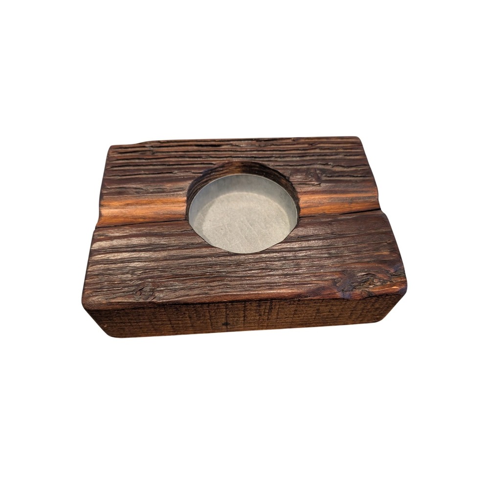 Etú Home Reclaimed Wood Votive Candle Holder 19th Century Hungarian Timber Brown